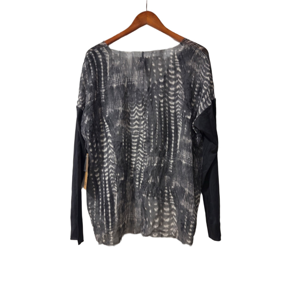 Women's Go Silk Blouse S gray Cream Washable Silk - Picture 7 of 9